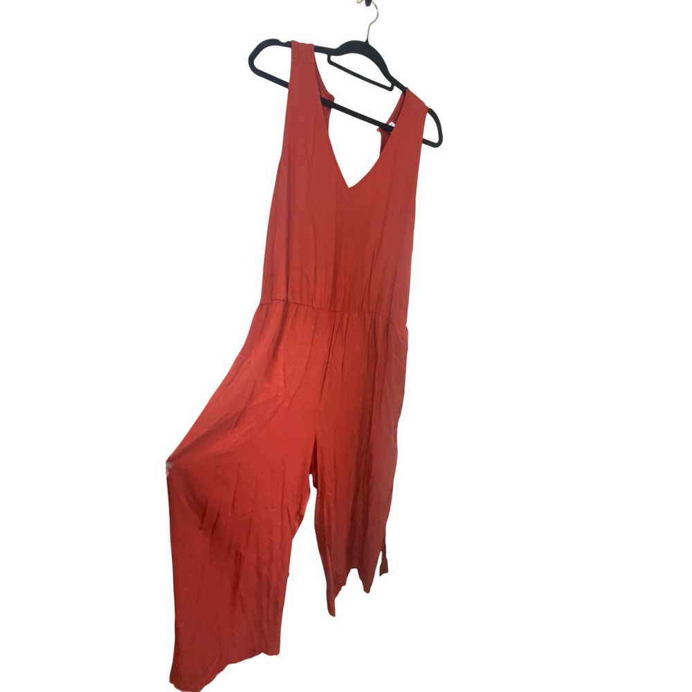 Old Navy Plus Size XXL V Neck Wide Leg Surplice Back Casual Jumpsuit Rust 2XL